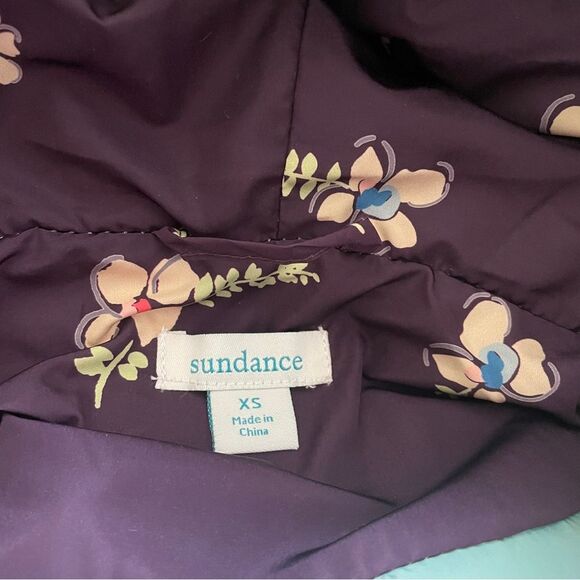 NEW Sundance Easy Wind Long Puffer Coat Plum Floral Size XS - Picture 9 of 10